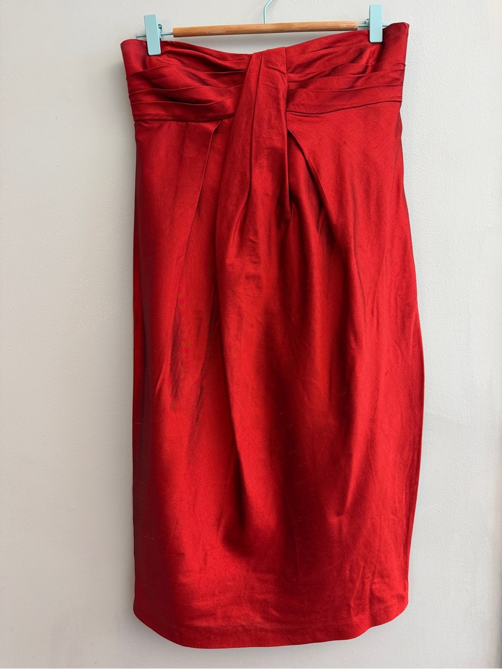 Max Mara Red Silk Strapless Cocktail Dress, Size 8